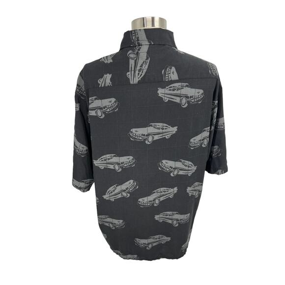 CARIBBEAN Classic Car Design 100% Silk Button Up Large - Picture 4 of 8